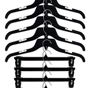 Hangon Combo Set Recycled Plastic Shirt & Pants Hangers, 17 Inch & 12 Inch, Black, 10 Pack