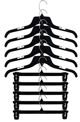 Hangon Combo Set Recycled Plastic Shirt & Pants Hangers, 17 Inch & 12 Inch, Black, 10 Pack