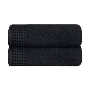 glamburg 100% cotton 2 pack oversized bath towel set 28x55 inches, ultra soft highly absorbant compact quickdry & lightweight large bath towels, ideal for gym travel camp pool - black