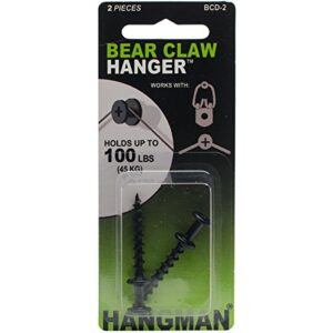 hangman products bcd-2 double headed bear claw hanger (2 pack), 1.25", black