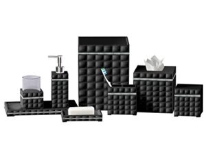 nu steel gb-8pc/set giraffe black bath accessory set for vanity countertops 8 piece includes cotton container, dish,toothbrush, tumbler,soap lotion,waste basket,tissue box holder,tray-resin, 8