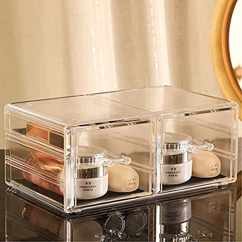 Cq acrylic Makeup Organizer Skin Care Large Clear Cosmetic Display Cases Stackable Storage Box With 7 Drawers For Vanity,Set of 4