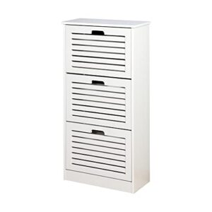 GEDELITE Entryway Shoe Cabinet, White Shoe Storage Cabinet with 3 Flip Doors,Shoe Cabint,20.94x9.45x43.11 inch