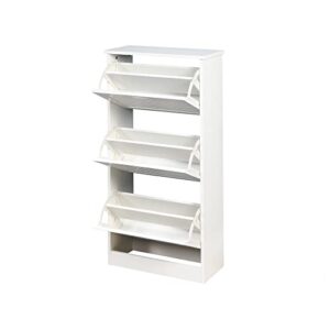 GEDELITE Entryway Shoe Cabinet, White Shoe Storage Cabinet with 3 Flip Doors,Shoe Cabint,20.94x9.45x43.11 inch