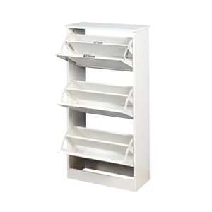 GEDELITE Entryway Shoe Cabinet, White Shoe Storage Cabinet with 3 Flip Doors,Shoe Cabint,20.94x9.45x43.11 inch