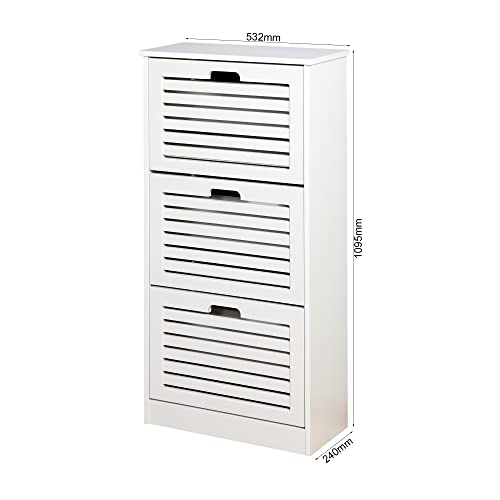 GEDELITE Entryway Shoe Cabinet, White Shoe Storage Cabinet with 3 Flip Doors,Shoe Cabint,20.94x9.45x43.11 inch