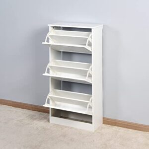 GEDELITE Entryway Shoe Cabinet, White Shoe Storage Cabinet with 3 Flip Doors,Shoe Cabint,20.94x9.45x43.11 inch