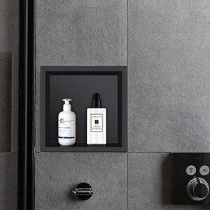 DecoMust 13.5“ X 13.5” (Inner size 12X12") Stainless Steel Shower Niche Modern and Elegant Design, Easy to Install, Perfect for Shampoo and Soap Storage (Matte Black)