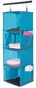 amelitory hanging closet organizer 4 shelf foldable hanging storage shelves fabric, lake blue