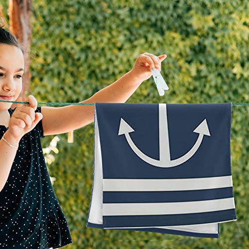 Wamika Nautical Theme Anchor Hand Bath Towel Hanging Towels Set Navy Blue Kitchen Dish Towel Highly Absorbent 2pcs