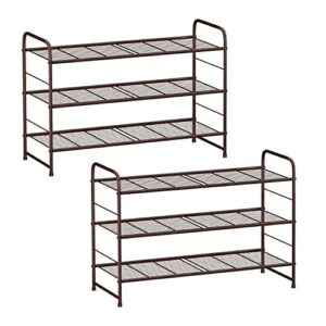bextsrack 3-tier shoe rack, stackable & adjustable wire grid shoe shelf storage organizer for closet bedroom entryway - 2 pack
