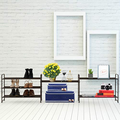 Bextsrack 3-Tier Shoe Rack, Stackable & Adjustable Wire Grid Shoe Shelf Storage Organizer for Closet Bedroom Entryway - 2 Pack