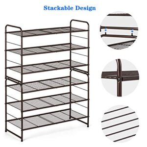 Bextsrack 3-Tier Shoe Rack, Stackable & Adjustable Wire Grid Shoe Shelf Storage Organizer for Closet Bedroom Entryway - 2 Pack