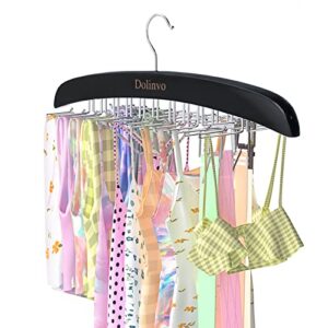 tank tops hanger with 24 large capacity, bra space saving hangers heavy duty wooden with 360°rotating hooks, closet organizer for tank tops, camisole, bathing suits, bras, scarfs etc, black