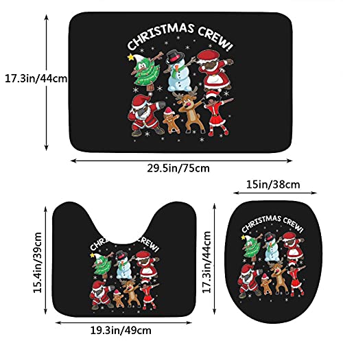 Black Santa Claus Shirt African American Christmas Crew Gift Four-Piece Bathroom Set, Including Square Non-Slip Bath Mat, U-Shaped Mat, Toilet Lid Cover Mat, and A Shower Curtain(4-Piece Set)