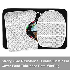 Black Santa Claus Shirt African American Christmas Crew Gift Four-Piece Bathroom Set, Including Square Non-Slip Bath Mat, U-Shaped Mat, Toilet Lid Cover Mat, and A Shower Curtain(4-Piece Set)