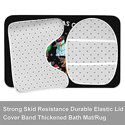 Black Santa Claus Shirt African American Christmas Crew Gift Four-Piece Bathroom Set, Including Square Non-Slip Bath Mat, U-Shaped Mat, Toilet Lid Cover Mat, and A Shower Curtain(4-Piece Set)