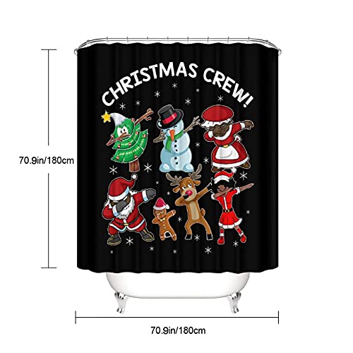 Black Santa Claus Shirt African American Christmas Crew Gift Four-Piece Bathroom Set, Including Square Non-Slip Bath Mat, U-Shaped Mat, Toilet Lid Cover Mat, and A Shower Curtain(4-Piece Set)