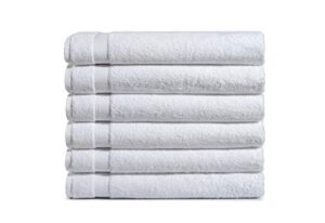 amazoncommercial premium 100% cotton bath towel set - pack of 6, 27 x 54 inches, 600 gsm, white