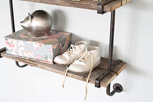 BarnwoodUSA Rustic Wooden Shelf with 2 Planks, Farmhouse Wall Ledge, Natural Weathered Gray