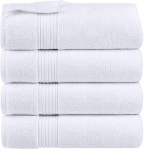 utopia towels - bath towels set - luxurious 600 gsm 100% ring spun cotton - quick dry, highly absorbent, soft feel towels, perfect for daily use (pack of 4) (27 x 54, white)
