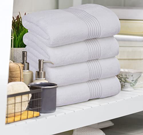 Utopia Towels - Bath Towels Set - Luxurious 600 GSM 100% Ring Spun Cotton - Quick Dry, Highly Absorbent, Soft Feel Towels, Perfect for Daily Use (Pack of 4) (27 x 54, White)