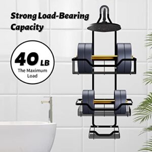 lutwsula Shower Caddy Hanging,Shower Organizer Hanging With Hooks For Shower Sponge,Stainless Steel Hanging Shower Organizer With Toothpaste Holder Shower Shelves for Bathroom Decor-Black.