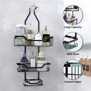 lutwsula Shower Caddy Hanging,Shower Organizer Hanging With Hooks For Shower Sponge,Stainless Steel Hanging Shower Organizer With Toothpaste Holder Shower Shelves for Bathroom Decor-Black.