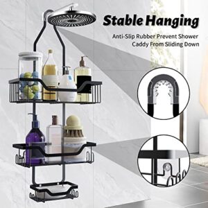 lutwsula Shower Caddy Hanging,Shower Organizer Hanging With Hooks For Shower Sponge,Stainless Steel Hanging Shower Organizer With Toothpaste Holder Shower Shelves for Bathroom Decor-Black.