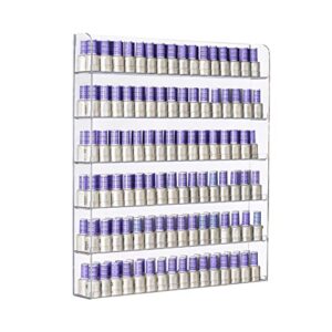 amt acrylic nail polish racks for the wall. clear nail polish display. young living essential oils organizer. holds up to 180 btls. plus a microfiber cloth for cleaning purposes (6 tier- 180)