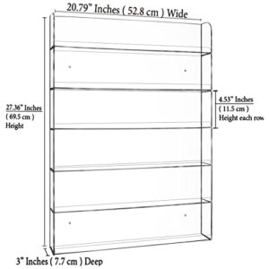 AMT Acrylic Nail Polish Racks for the Wall. CLEAR Nail Polish Display. Young Living Essential Oils Organizer. Holds up to 180 Btls. Plus a Microfiber Cloth for Cleaning Purposes (6 Tier- 180)