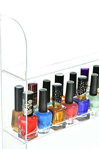 AMT Acrylic Nail Polish Racks for the Wall. CLEAR Nail Polish Display. Young Living Essential Oils Organizer. Holds up to 180 Btls. Plus a Microfiber Cloth for Cleaning Purposes (6 Tier- 180)