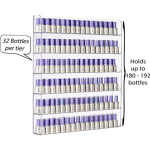 AMT Acrylic Nail Polish Racks for the Wall. CLEAR Nail Polish Display. Young Living Essential Oils Organizer. Holds up to 180 Btls. Plus a Microfiber Cloth for Cleaning Purposes (6 Tier- 180)