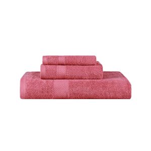 superior egyptian cotton quick drying 3-piece towel set, home essentials includes 1 bath, 1 hand, and 1 face towel, absorbent towels for guest/master bathroom, shower basics, sandy rose