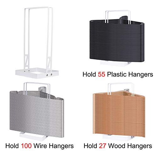 Hanger Storage Organizer, 110 Wire Clothes Hanger Holder, Hanger Stacker Rack for Laundry Closet, Hanger Caddy Stand for Adult or Child Clothes Hangers White