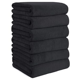junsey black bath towels set of 6, bathroom towels 27x55in quick dry towel set 600 gsm microfiber towels super soft absorbent shower towels for bathroom hotel spa gym camping beach