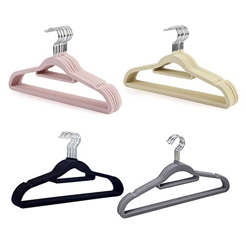 n/a 20 PCS Non-Slip Velvet Hangers - Suit Hanger Thin Space Saving 360 Degree Swivel Hook Strong and Durable Clothes Hange (Color : Black)