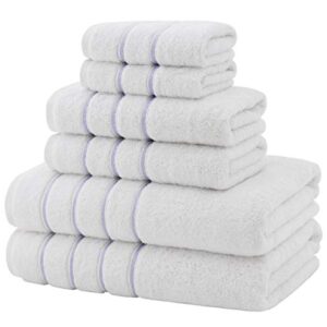 Dorlion Towels 6 Piece White Towel Set, 100% Turkish Cotton Soft Hotel Towels, Quick Dry Turkish Towel Set for Bathroom, Lilac