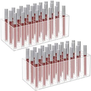 hedume 2 pack lip gloss holder organizer, 24 spaces acrylic lip gloss organizer & beauty makeup holder, lipgloss display case for tall lip gloss / lipstick products