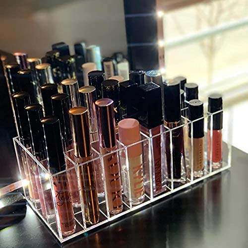 Hedume 2 Pack Lip Gloss Holder Organizer, 24 Spaces Acrylic Lip Gloss Organizer & Beauty Makeup Holder, Lipgloss Display Case for Tall Lip Gloss / Lipstick Products