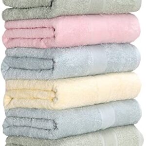 Aibaser Bamboo Cotton Bath Towels-27x54inch - Natural, Ultra Absorbent Towels for Bathroom (6 Piece Set)