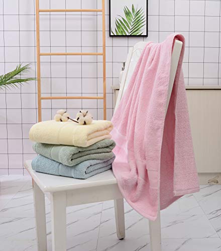 Aibaser Bamboo Cotton Bath Towels-27x54inch - Natural, Ultra Absorbent Towels for Bathroom (6 Piece Set)