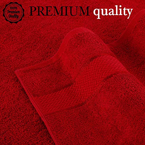 CRAFTBERRY - Bath Towels Set-100% Cotton- 2 Bath Towels, 2 Hand Towels & 2 Washcloths- Large, Quick Dry, Absorbent, Plush, Soft- Home, Spa, Shower Towels - 6 Piece Luxury Bathroom Towels - Red