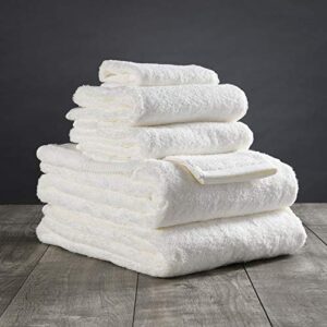 delilah home - 100% organic bath towel set, ultra-soft, & absorbent turkish organic cotton spa towels - eco-friendly & vegan (two pieces each 13x13, 16x30, 30x54) pack of 6, white