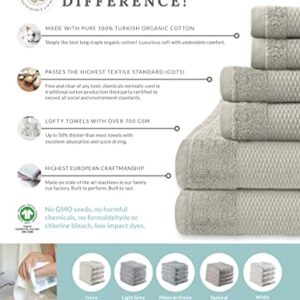 Delilah Home - 100% Organic Bath Towel Set, Ultra-Soft, & Absorbent Turkish Organic Cotton Spa Towels - Eco-Friendly & Vegan (Two Pieces Each 13x13, 16x30, 30x54) Pack of 6, White