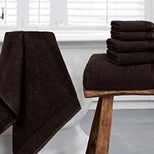 BELIZZI HOME 100% Cotton Ultra Soft 6 Pack Towel Set, Contains 2 Bath Towels 28x55 inchs, 2 Hand Towels 16x24 inchs & 2 Washcloths 12x12 inchs, Compact Lightweight & Highly Absorbant - Brown