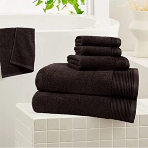 BELIZZI HOME 100% Cotton Ultra Soft 6 Pack Towel Set, Contains 2 Bath Towels 28x55 inchs, 2 Hand Towels 16x24 inchs & 2 Washcloths 12x12 inchs, Compact Lightweight & Highly Absorbant - Brown