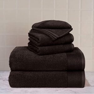 BELIZZI HOME 100% Cotton Ultra Soft 6 Pack Towel Set, Contains 2 Bath Towels 28x55 inchs, 2 Hand Towels 16x24 inchs & 2 Washcloths 12x12 inchs, Compact Lightweight & Highly Absorbant - Brown