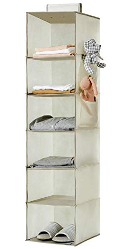 YOUDENOVA 6-Shelf Hanging Closet Organizer & Two 3-Shelf Separable Closet Hanging Shelves