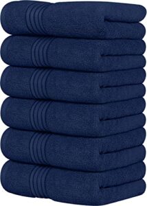 utopia towels 6 piece luxury hand towels set, (16 x 28 inches) 100% ring spun cotton, lightweight and highly absorbent 600gsm towels for bathroom, travel, camp, hotel, and spa (navy)